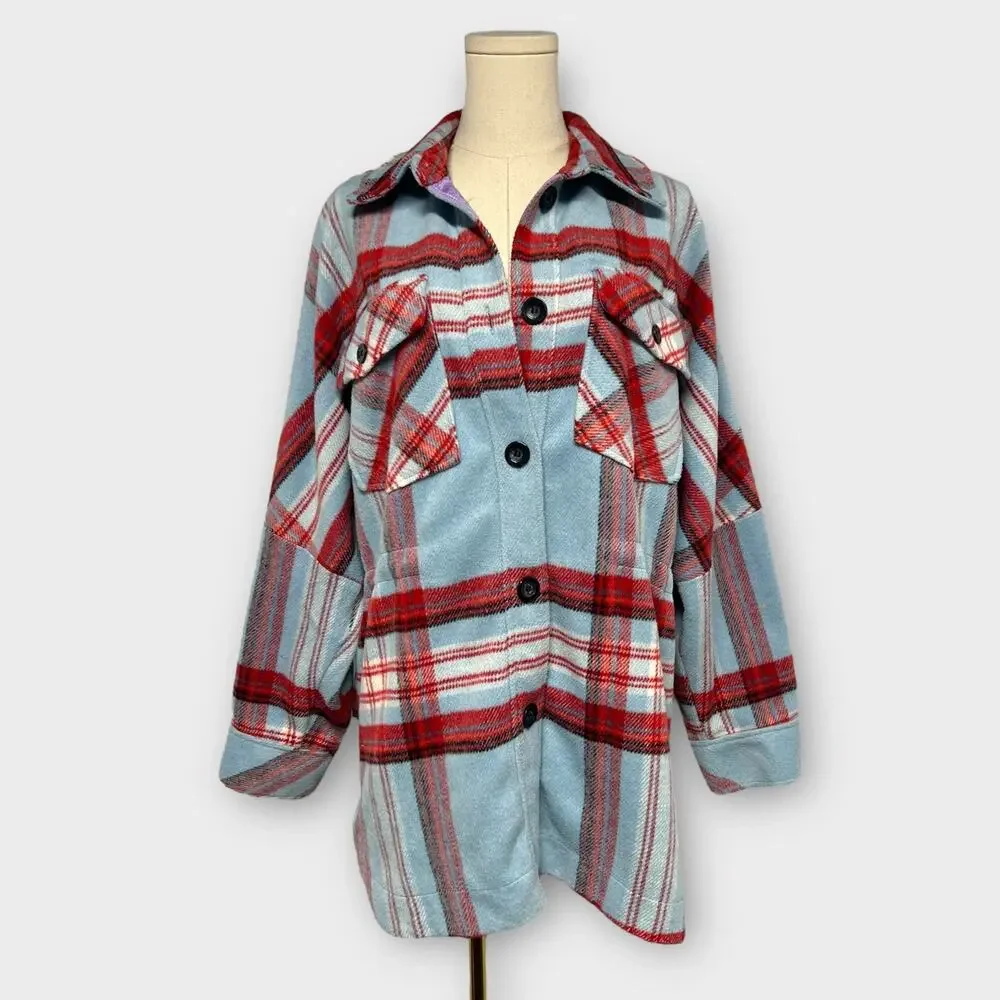 We The Free Down For You Plaid Shirt Jacket Size Medium
